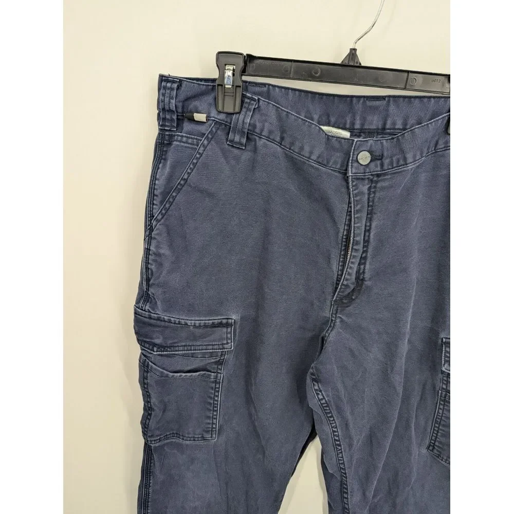 Carhartt FR Flame Resistant CAT 2 Pants 40x29 Navy Blue Canvas Workwear Pockets